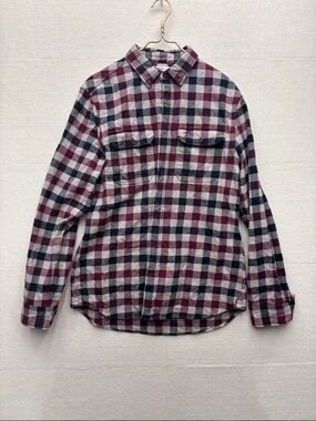 Fjall Raven | XL slim fit Men's Burgundy & Navy Plaid Button-Up Shirt
